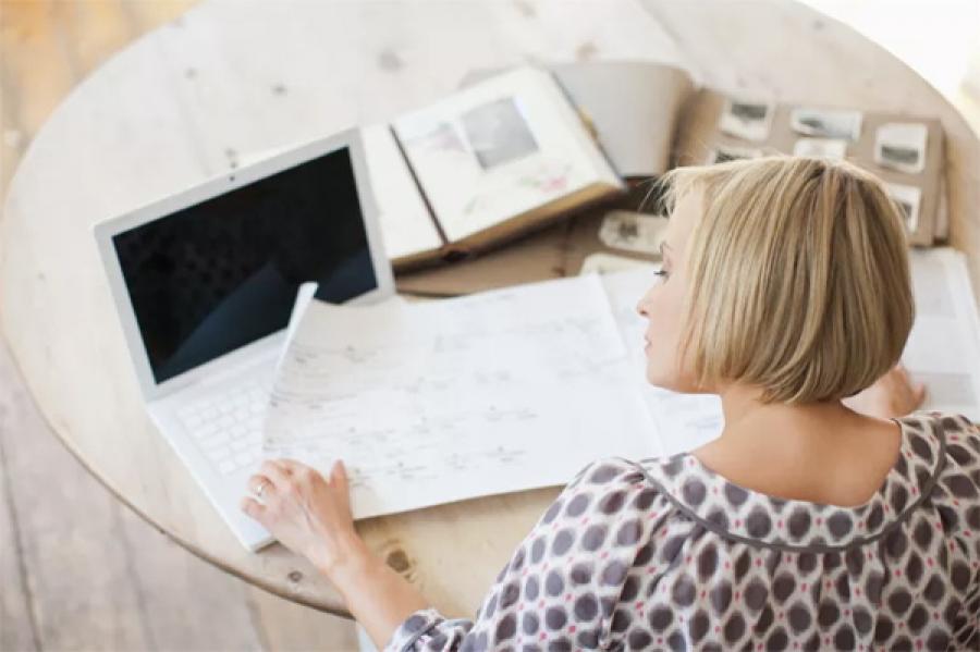 Woman researching family history